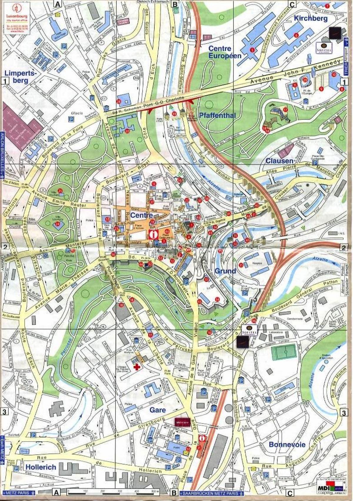 map of Luxembourg old town