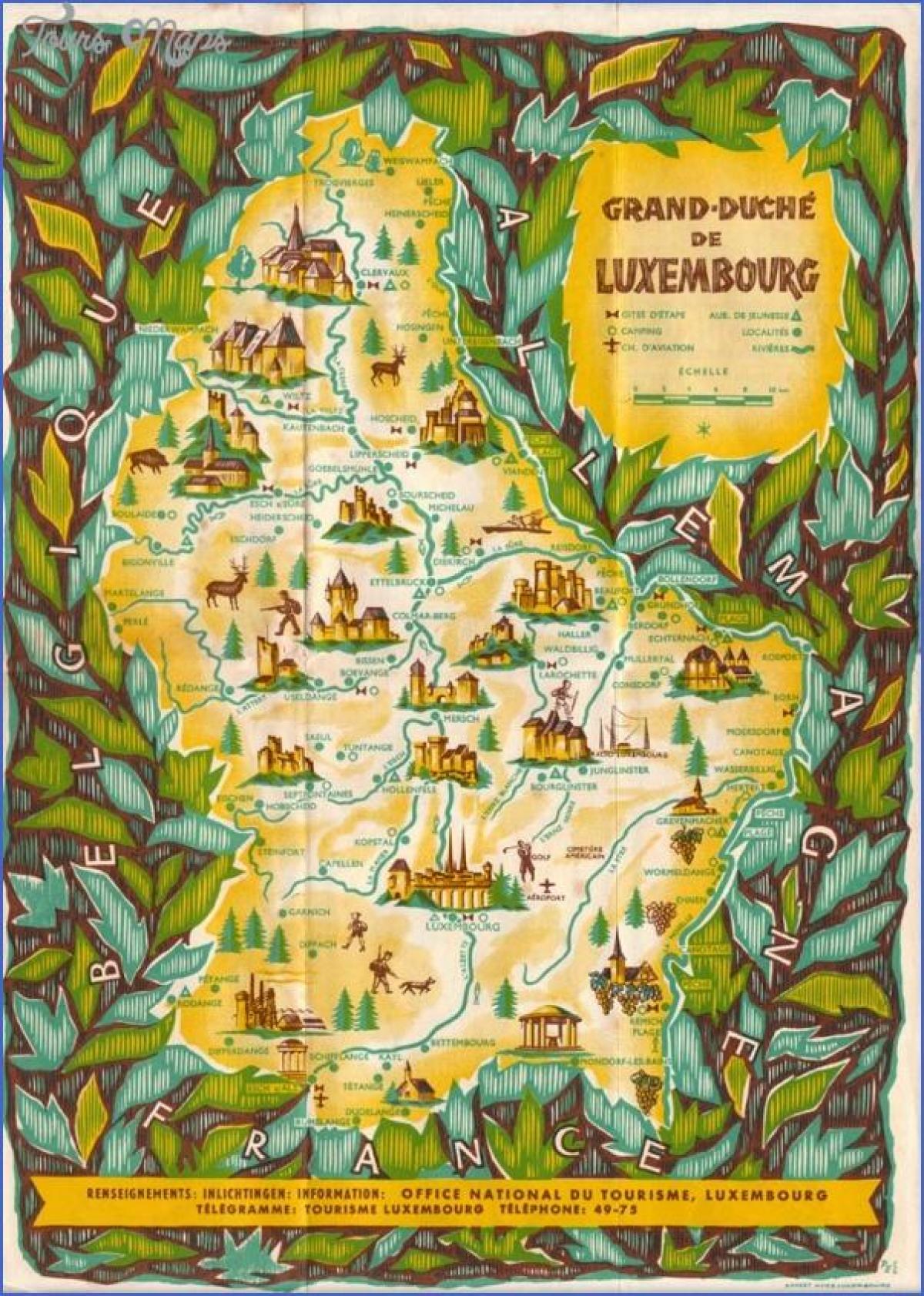map of Luxembourg sightseeing