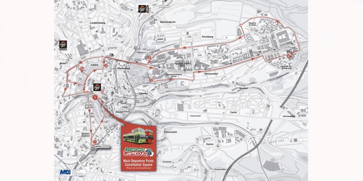 map of hop on hop off Luxembourg